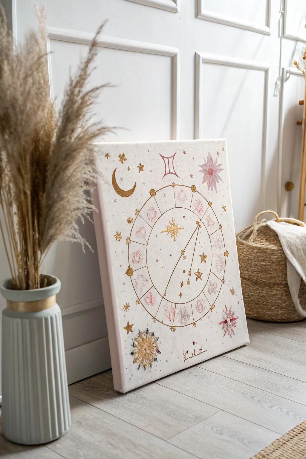 Celebrate the stars with a personalized zodiac sign canvas, blending minimalist elegance with bohemian charm.