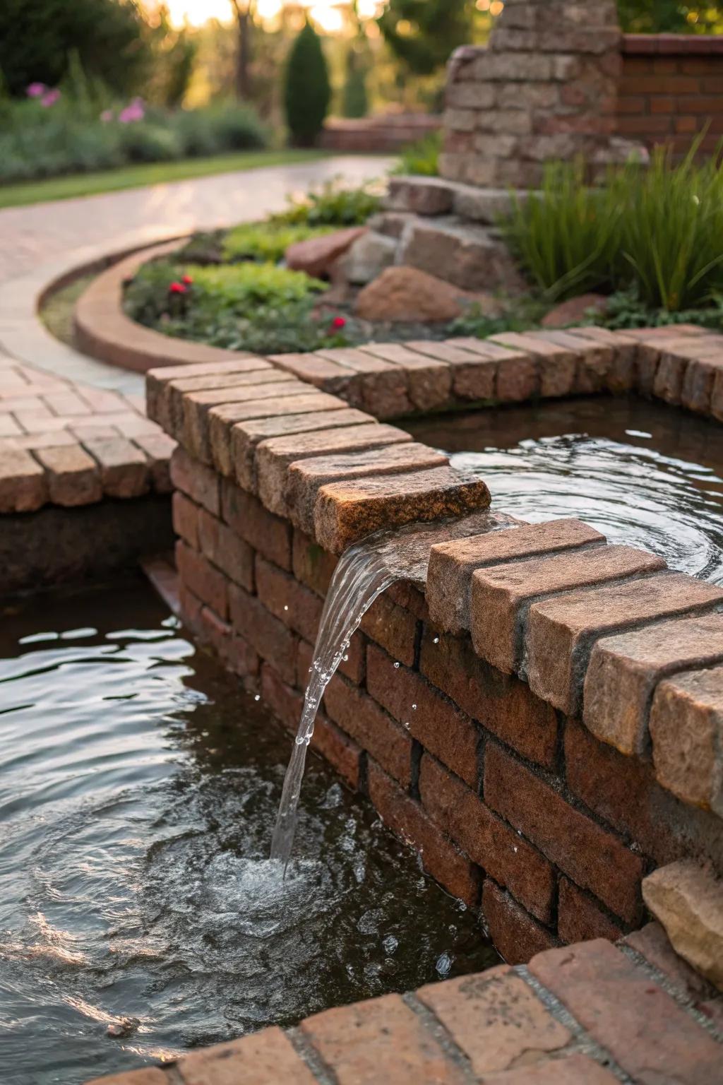 Experience tranquility with a handcrafted brick water feature - where artistry meets nature.