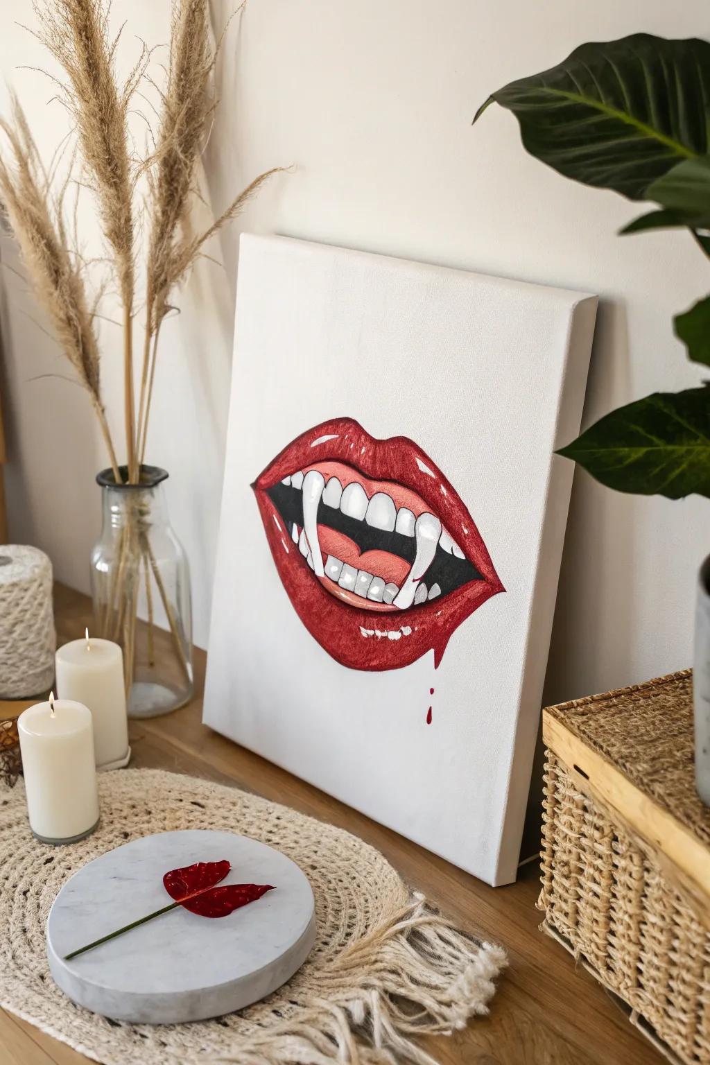 Unleash your creativity with a touch of horror: the elegant allure of a vampire's smile.