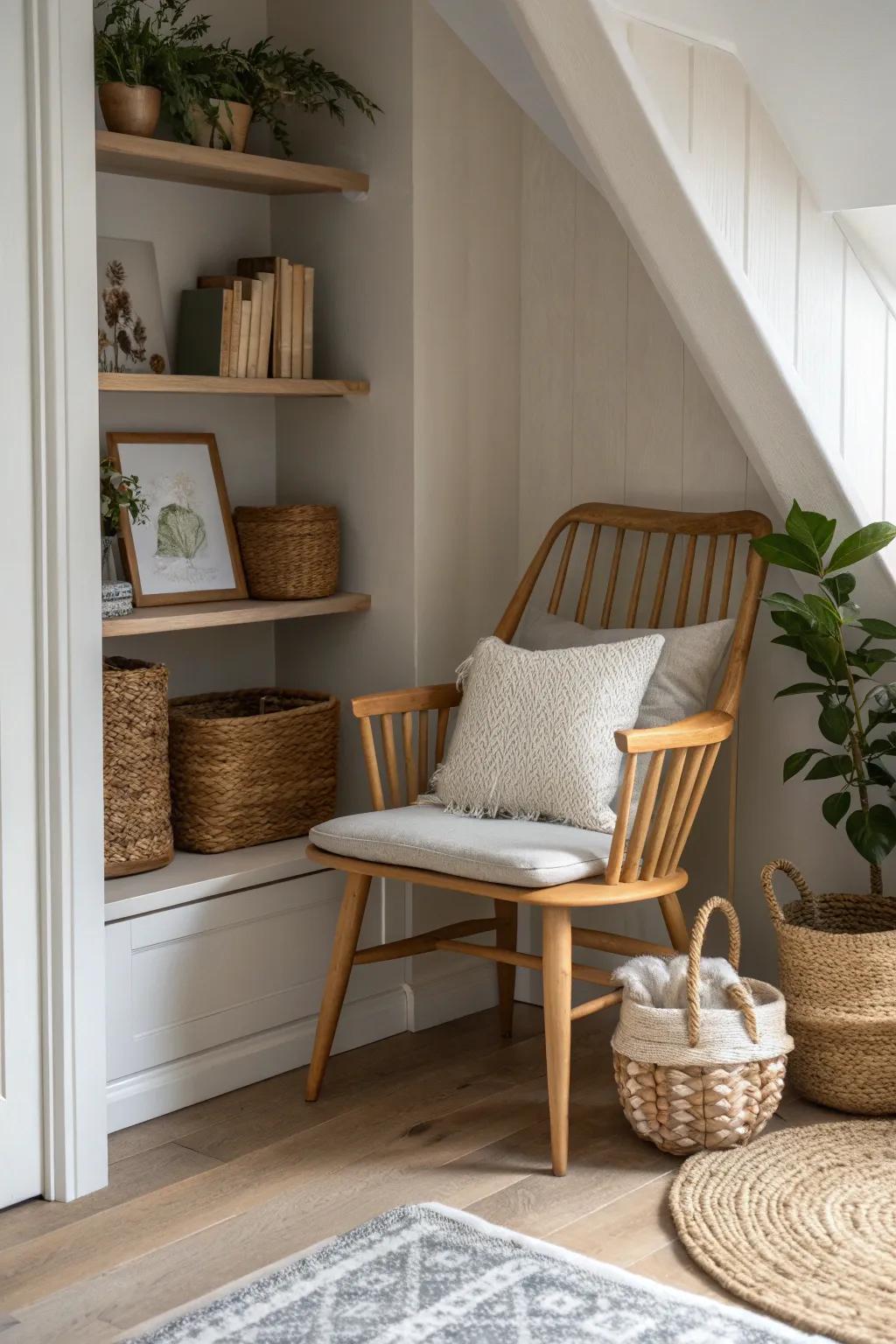 Transform any corner into a charming chair storage nook that blends function with style.