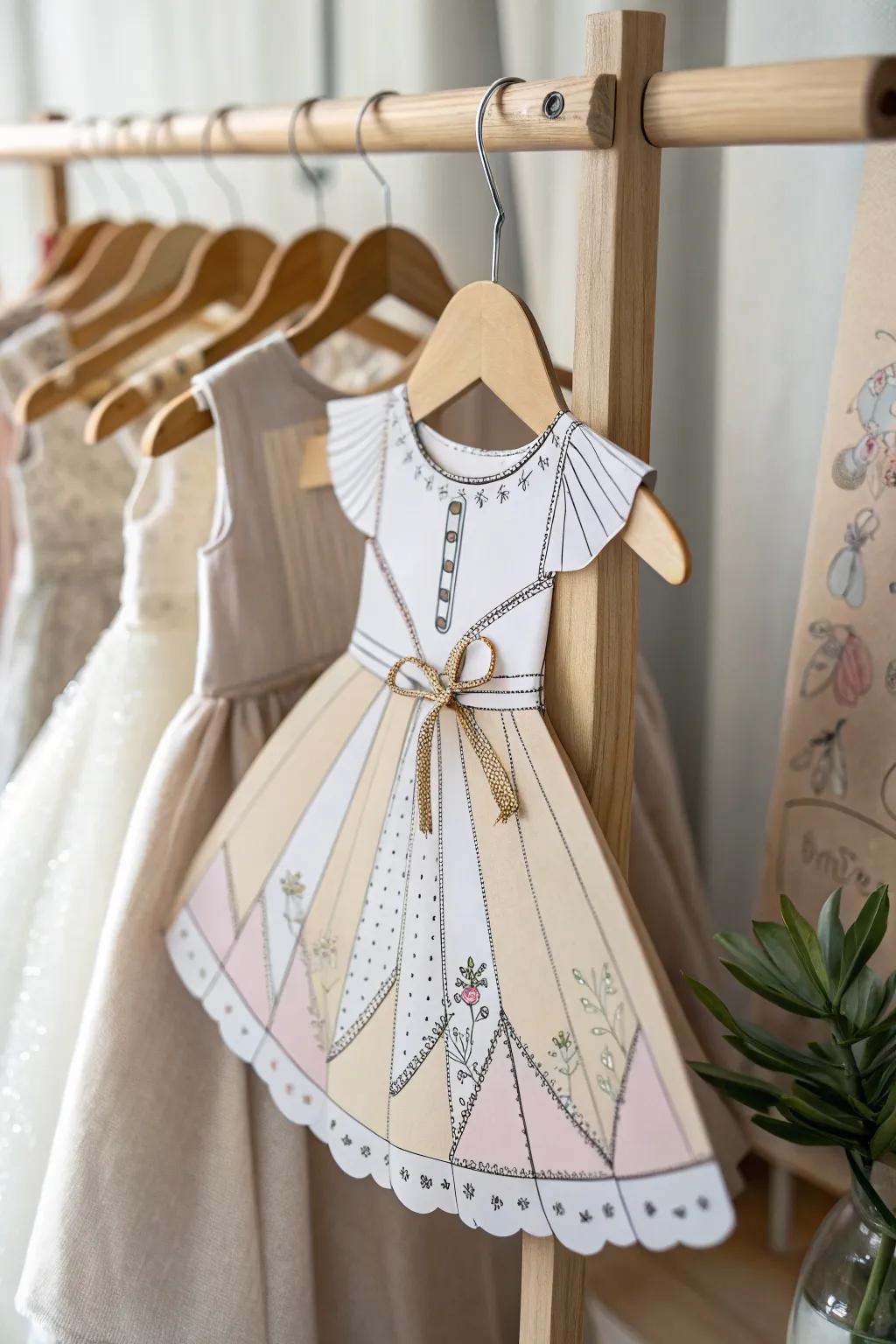 Step into nostalgia with a charming paper doll costume, blending minimalist elegance with a playful twist.