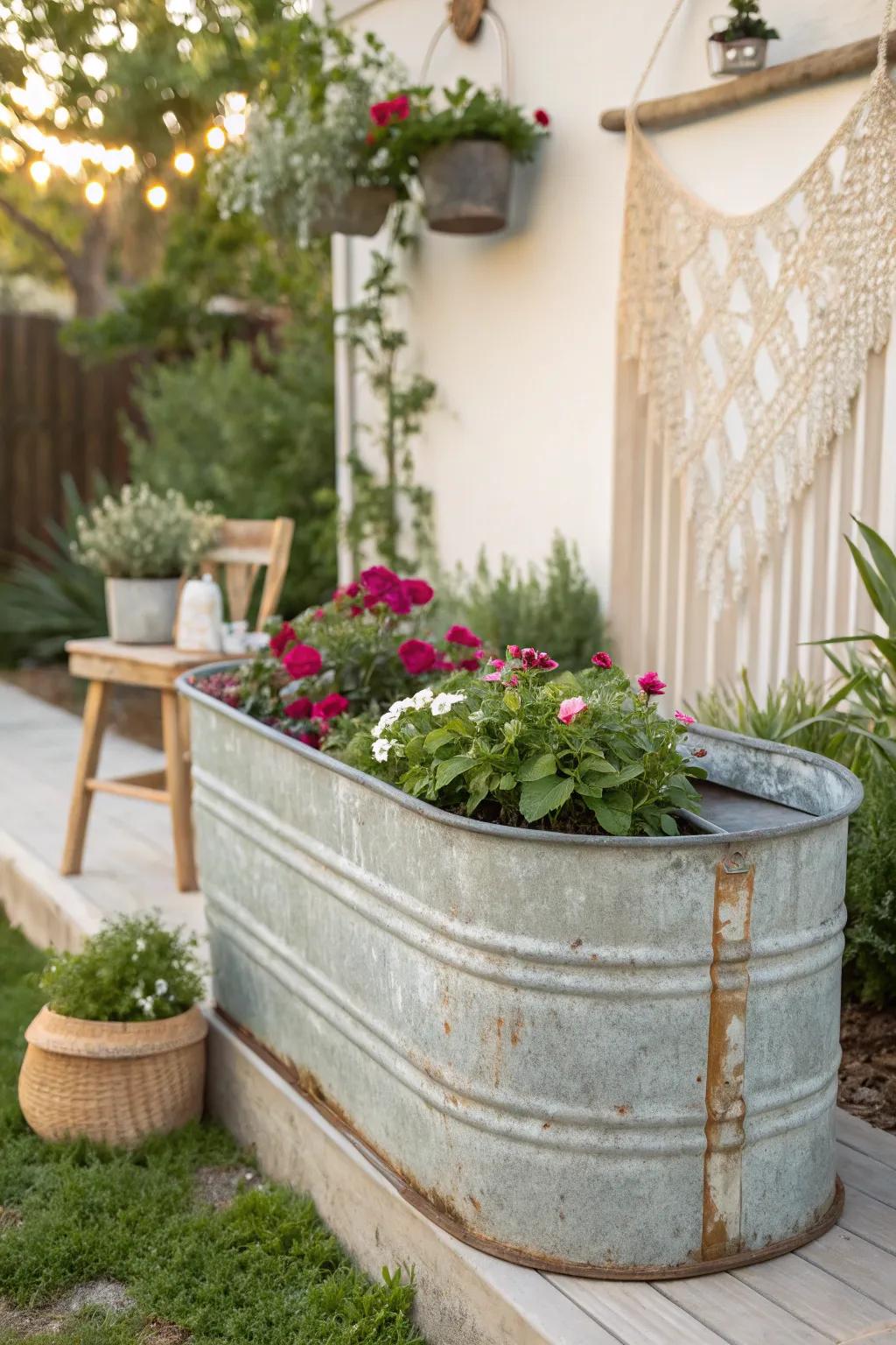 Transform old metal containers into charming garden beds that celebrate simplicity and natural beauty.