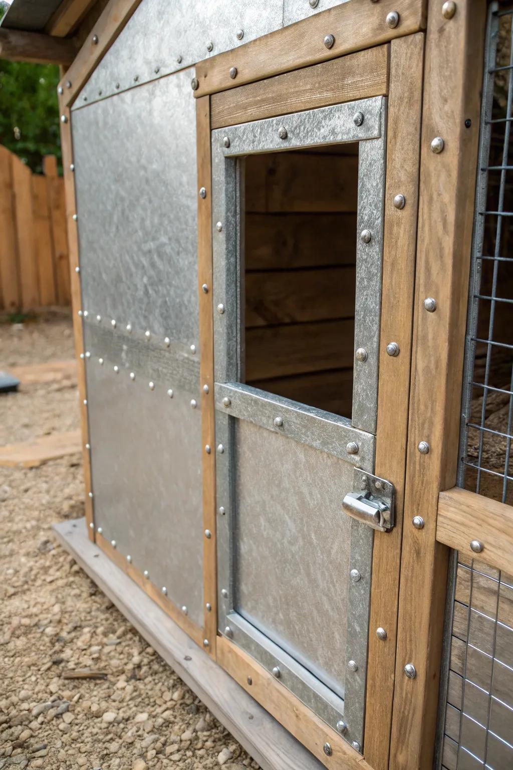 Elevate your coop with a durable, artisan-crafted metal door.