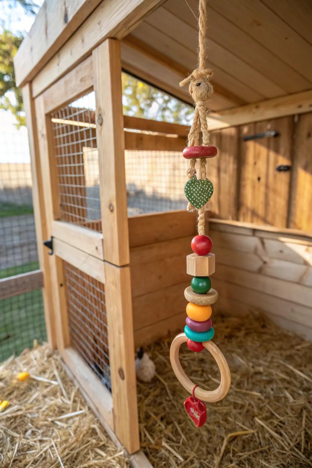 Elevate your chicken coop with handcrafted interactive toys for endless entertainment.