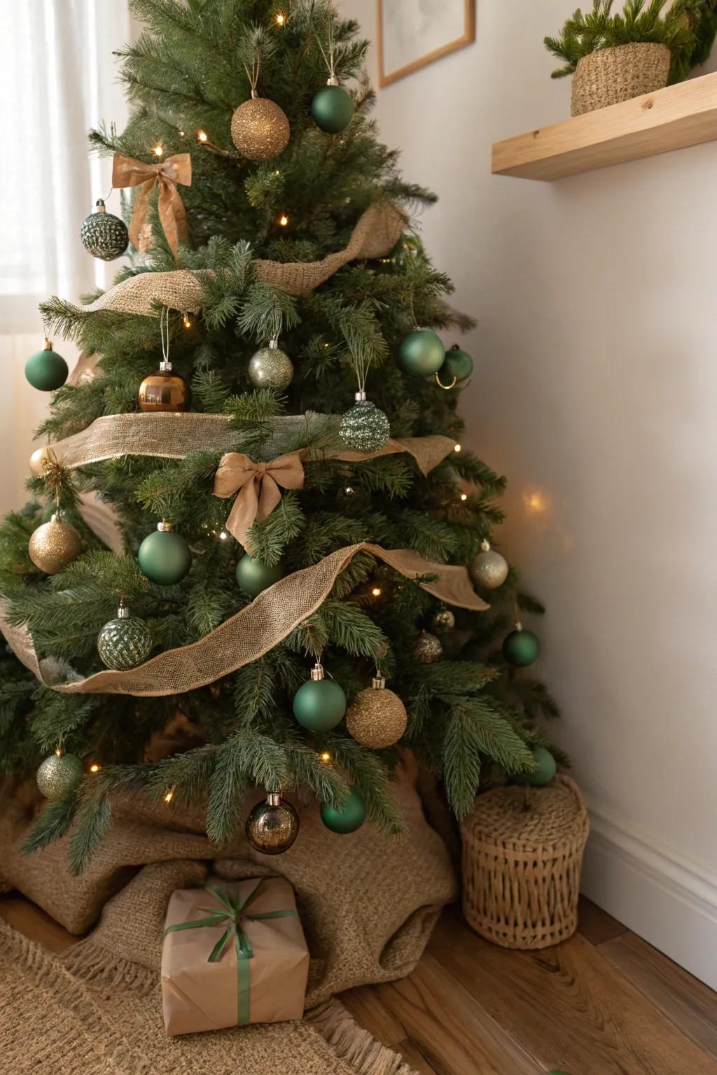 A natural Christmas with earthy greens and textures.