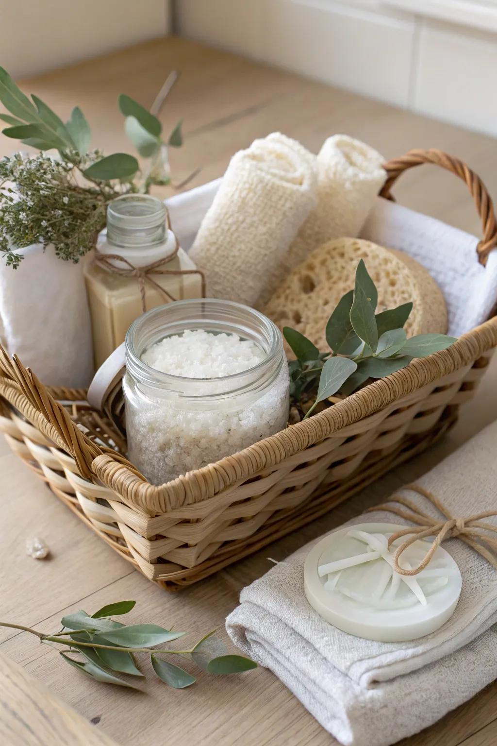 Indulge in tranquility with a home spa kit that embraces natural beauty and effortless style.