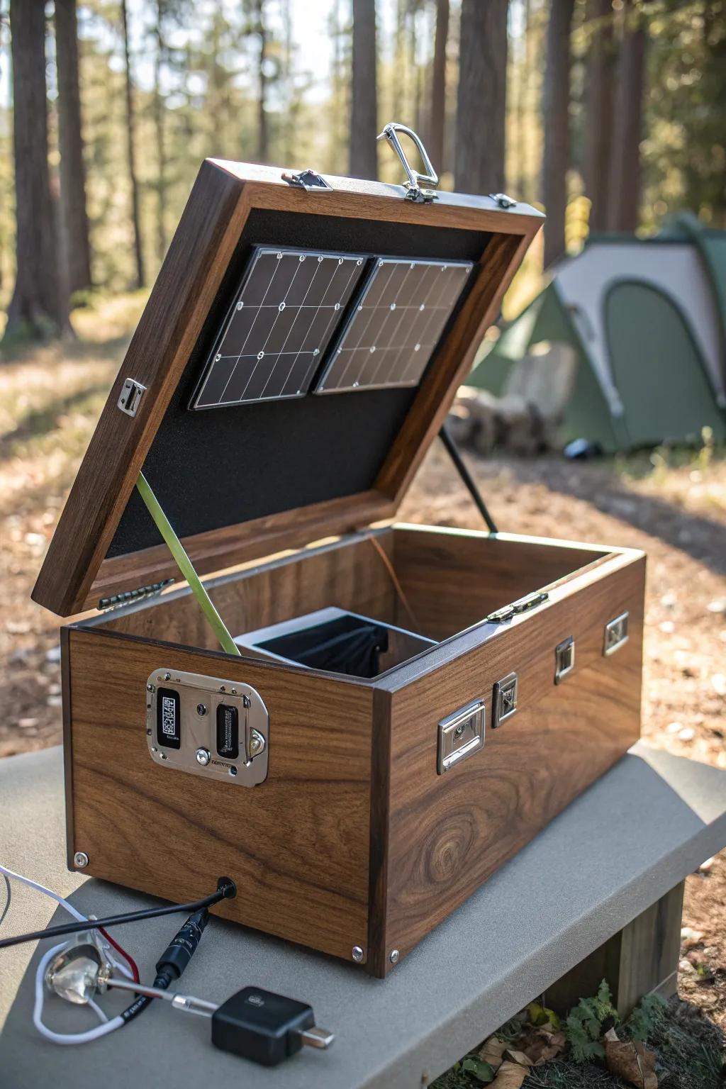 Stay connected off the grid with this high-tech chuck box, where craftsmanship meets innovation.