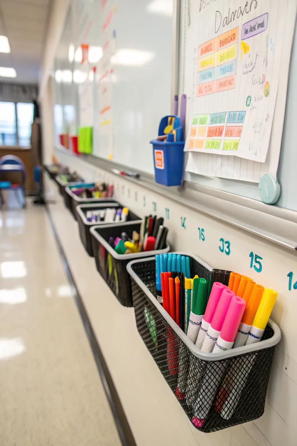 Magnetic caddies for convenient whiteboard storage