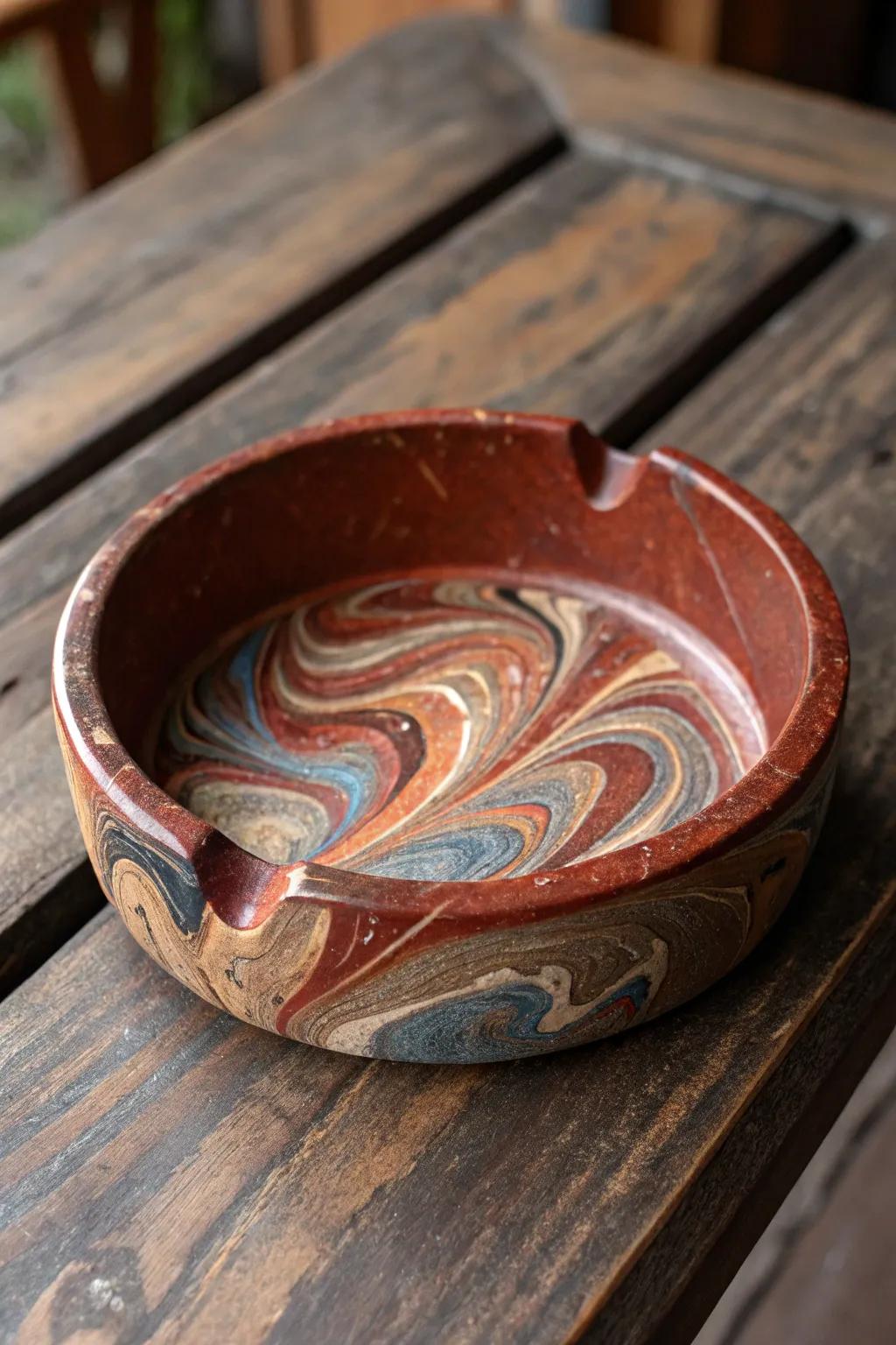 Swirl into sophistication: Elevate your space with this marbled clay masterpiece.