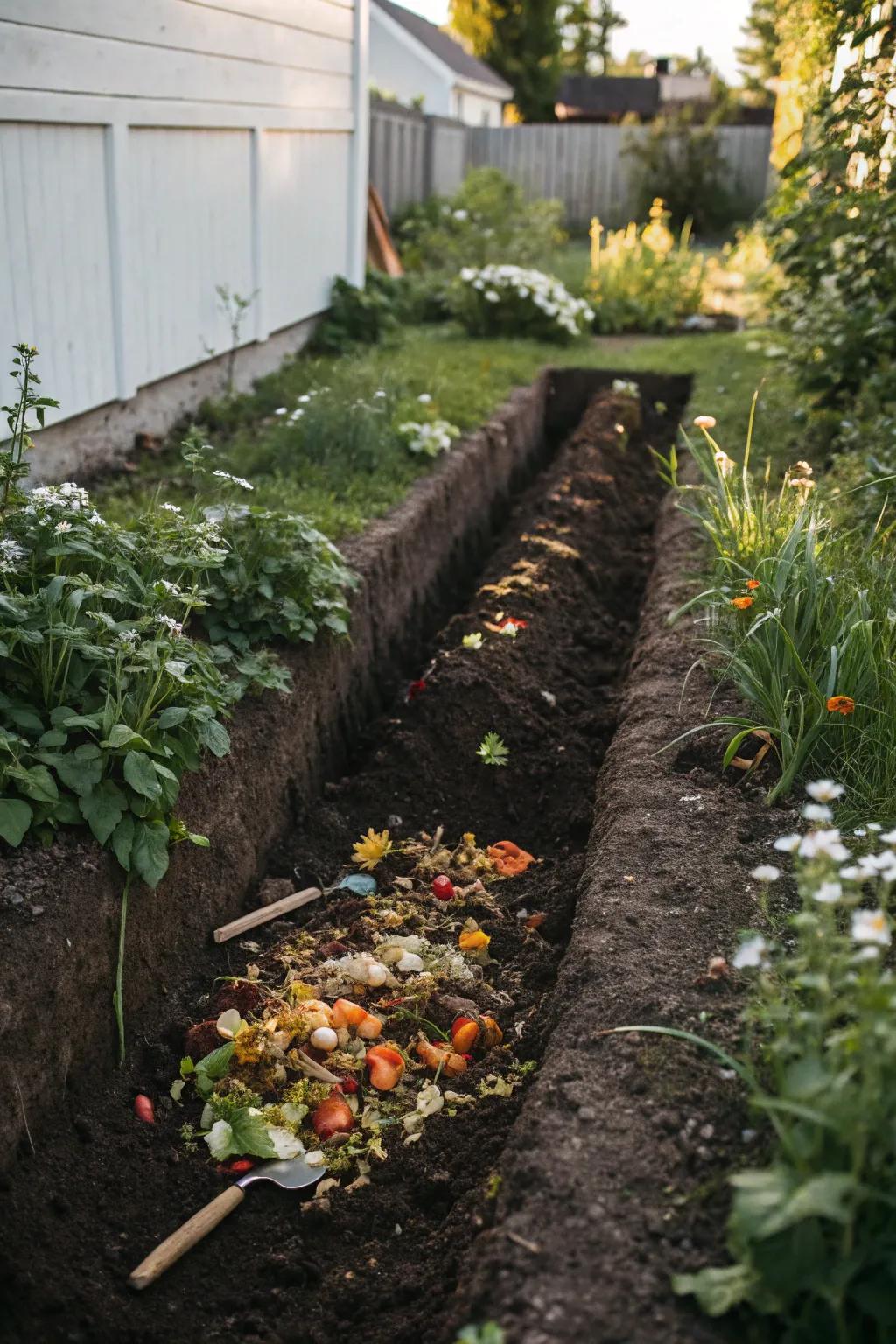 Transform your garden naturally with trench composting – where simplicity meets sustainability.