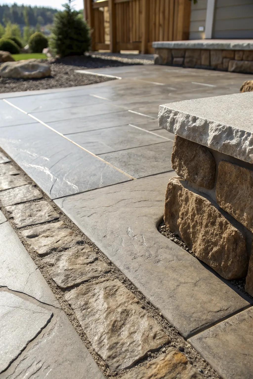 Transform your space with the art of texture: A stunning blend of smooth and rugged concrete finishes.