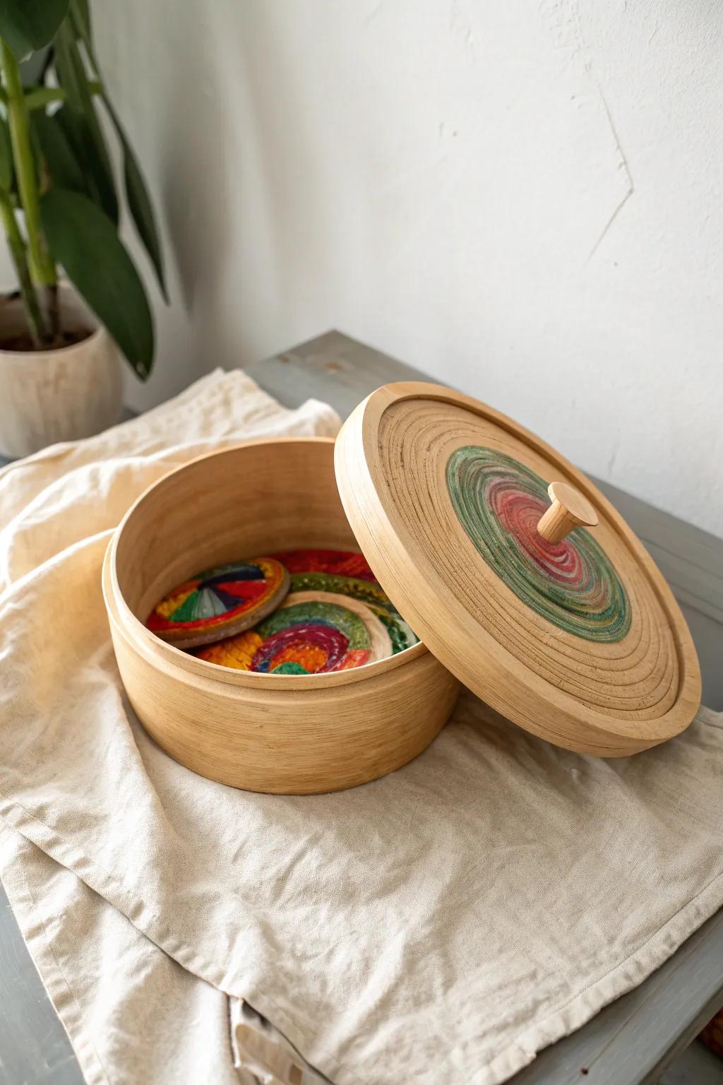 Craft magic in motion: Create your own captivating spin art with a touch of simplicity and natural beauty.