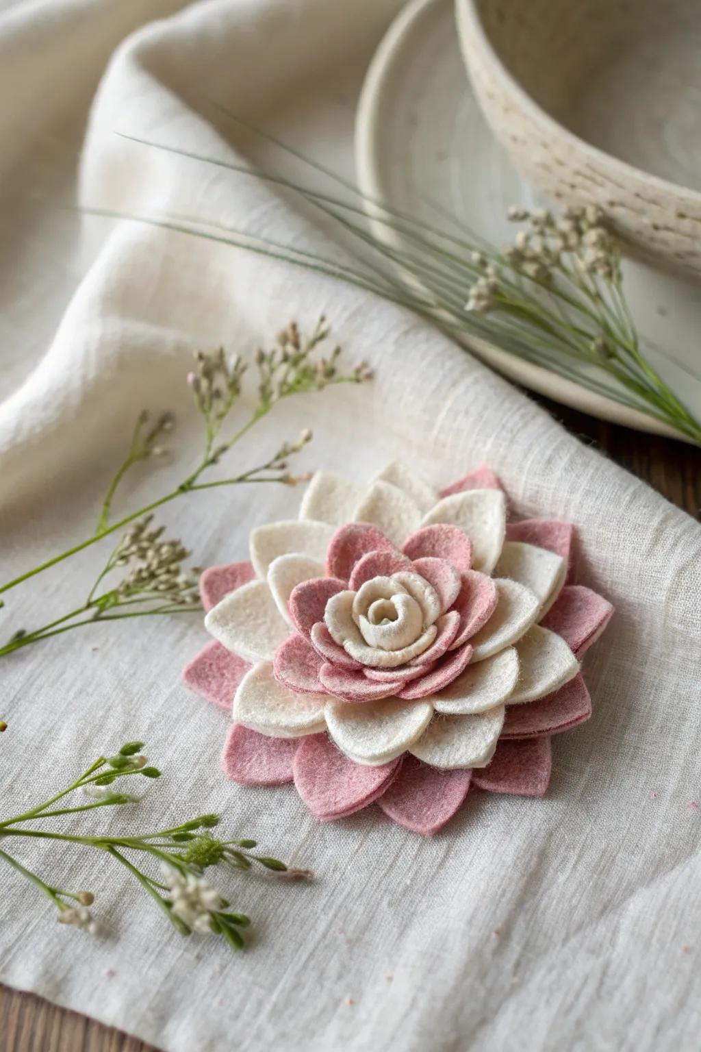 Add a touch of handcrafted elegance to your style with these charming felt flower accessories.