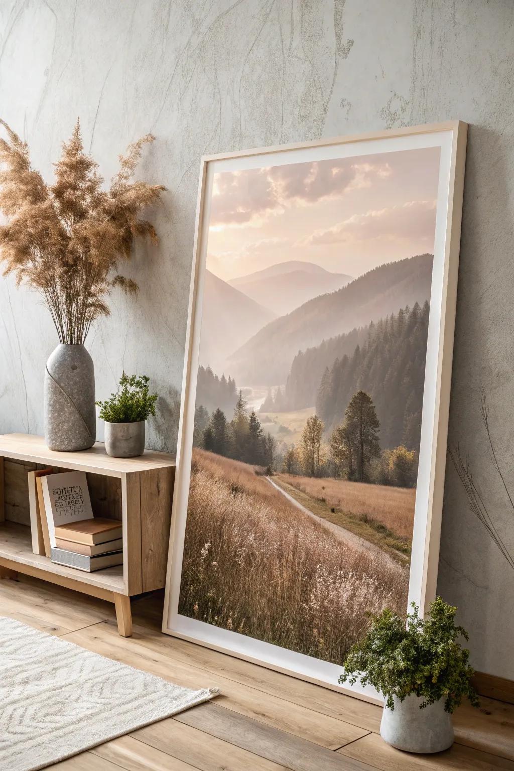 Elevate your space with oversized prints and subtle overlaps for a chic, minimalist statement.