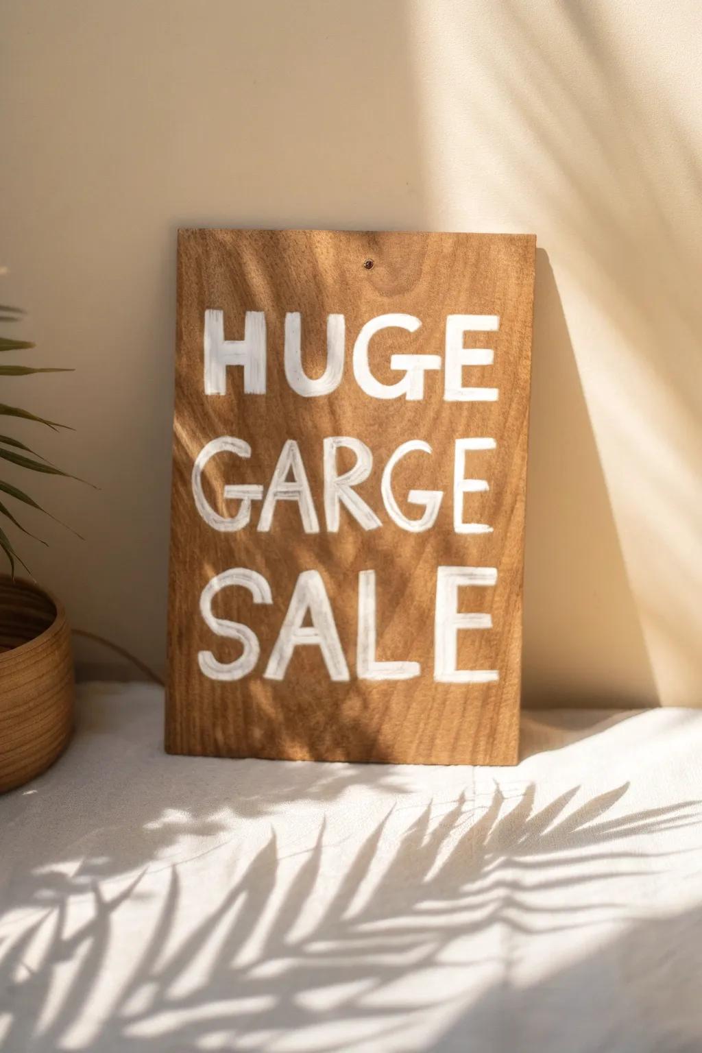 Capture attention with a stunningly simple yard sale sign that speaks volumes.