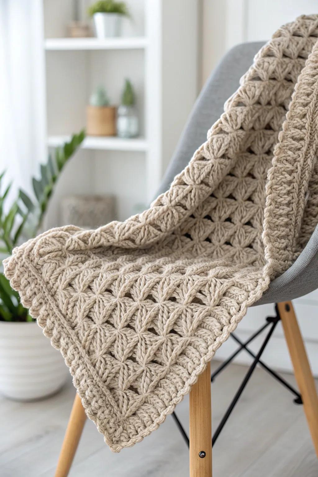 Discover the elegance of the interlocking fan stitch - a perfect blend of simplicity and artistry for your home decor.