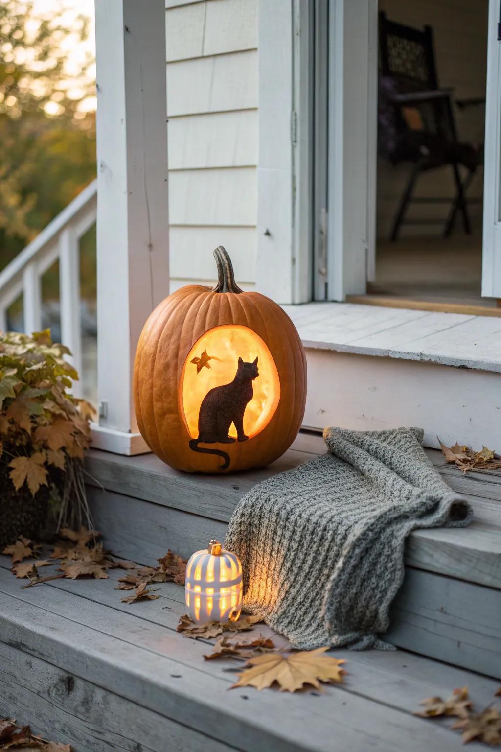 Discover the art of silhouette carvings for a magical, storybook Halloween porch.