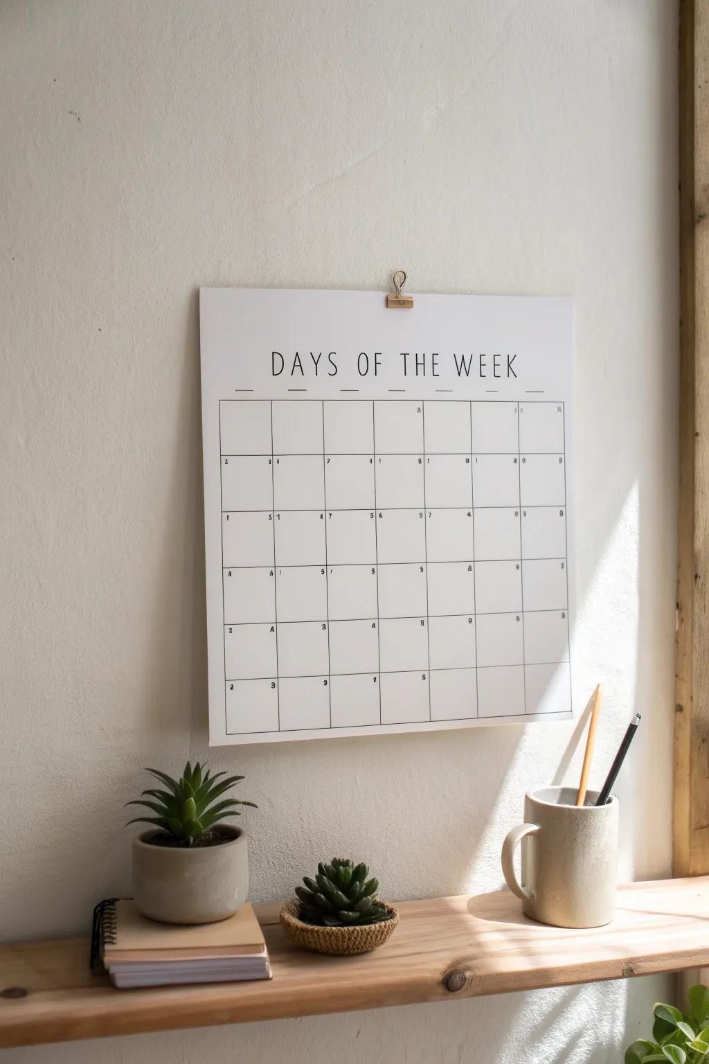 Transform your space with elegance: A DIY dry-erase calendar that blends functionality with minimalist beauty.