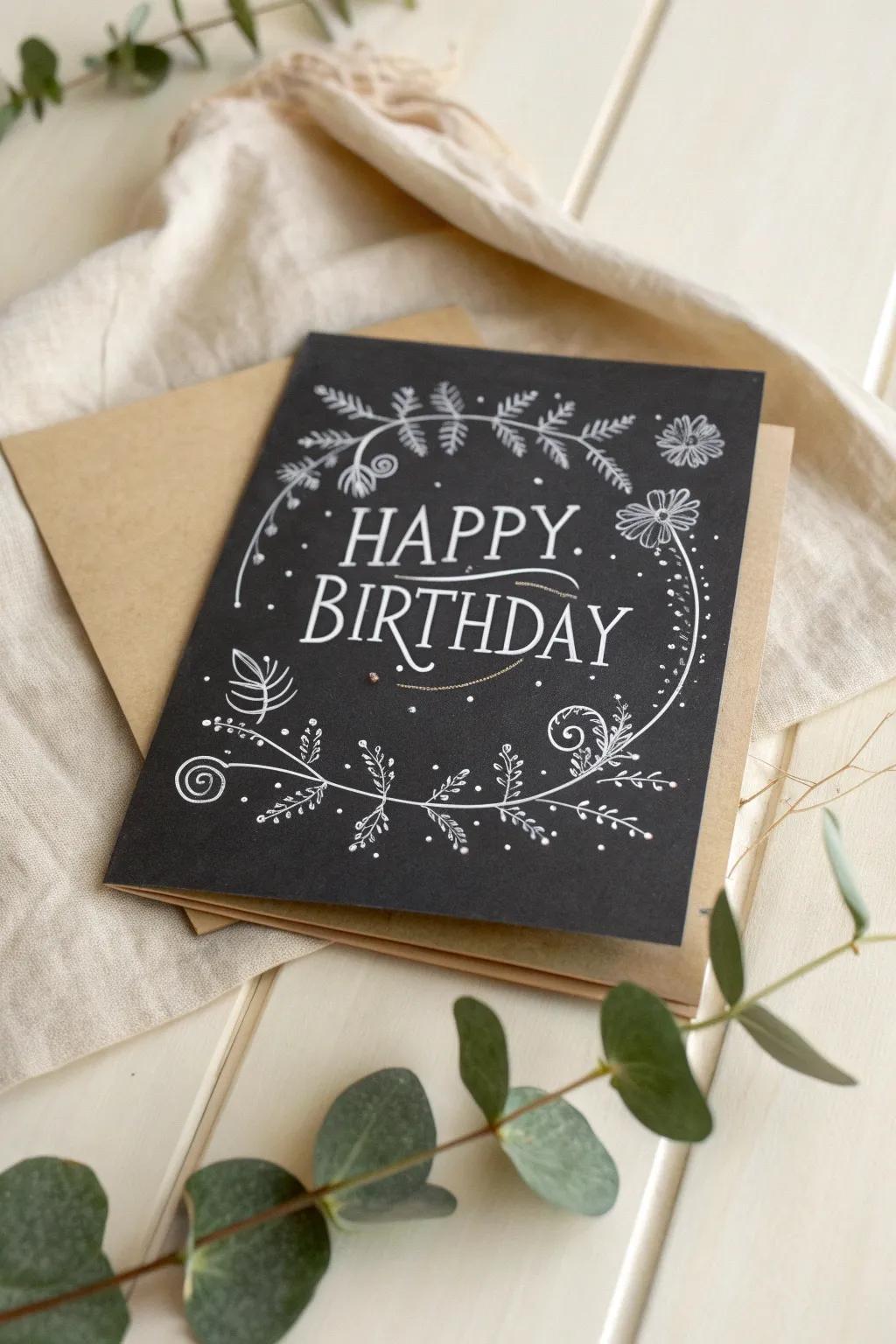 Chalkboard Charm: A touch of vintage elegance for your birthday wishes.