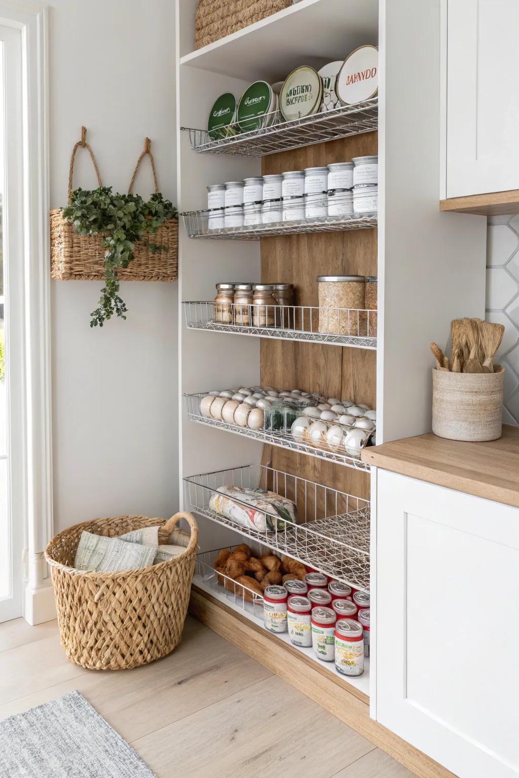 Elevate your pantry organization with this simple yet stylish wire shelf hack!