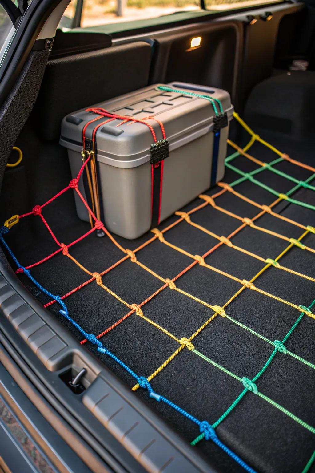 Elevate your trunk organization with durable bungee cords – a perfect blend of functionality and craftsmanship.