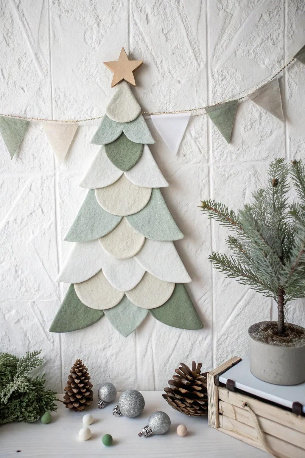 Embrace the art of simplicity this Christmas with a handcrafted felt tree wall accent. 🎄✨ #ScandiBoho #DIYChristmas