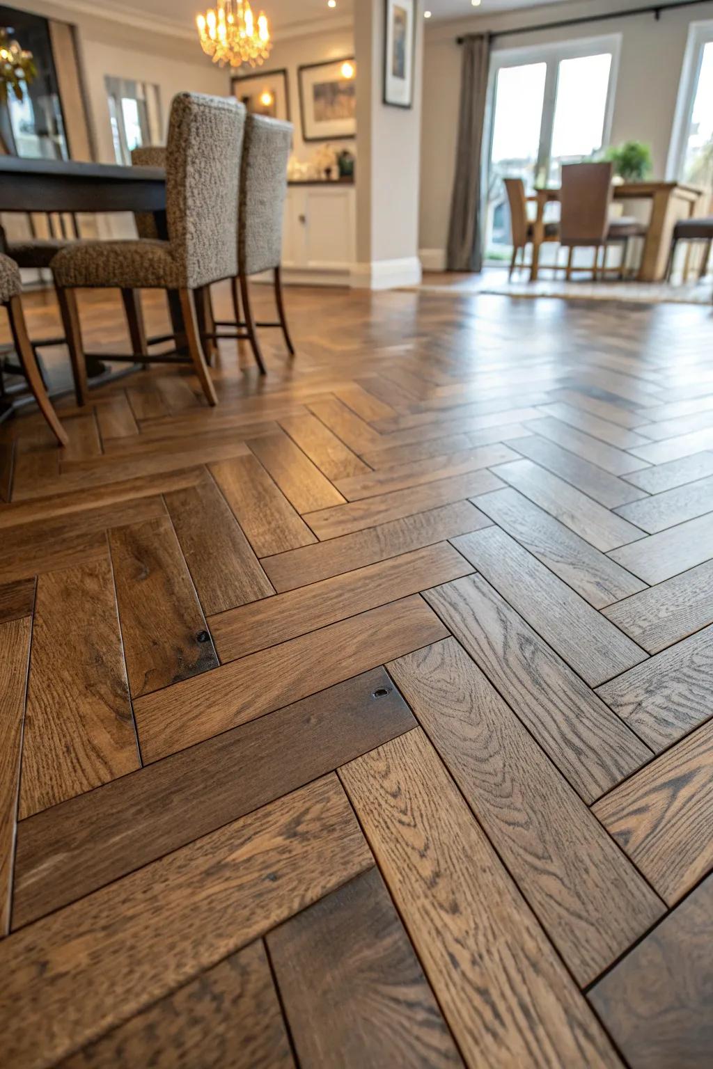 Craft Your Space: Elevate Your Dining Area with Timeless Herringbone Elegance.