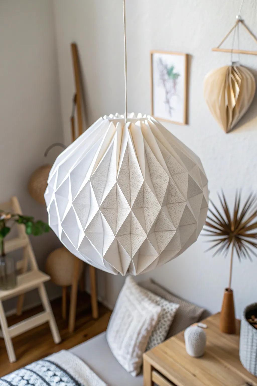 Illuminate your space with the enchanting beauty of a handcrafted origami lampshade.