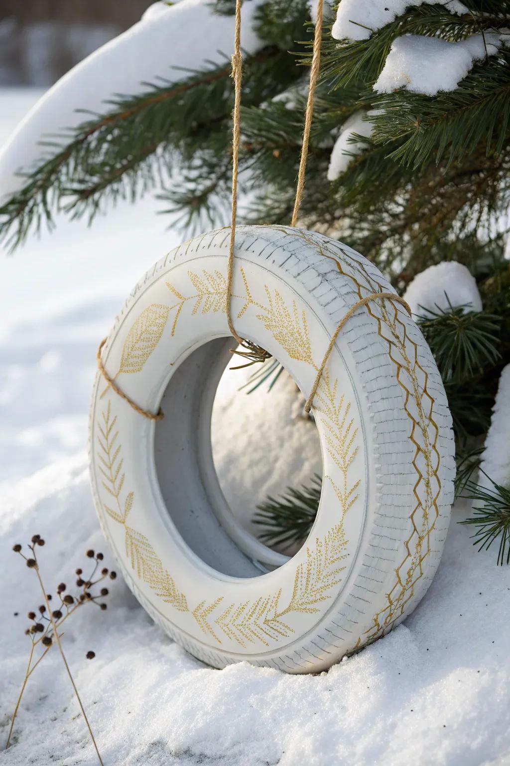 Transform tires into stunning holiday ornaments with a minimalist boho twist!