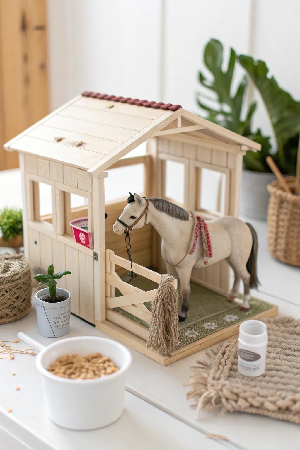 Transform your Schleich playtime with this charming DIY grooming station, where simplicity meets craftsmanship.
