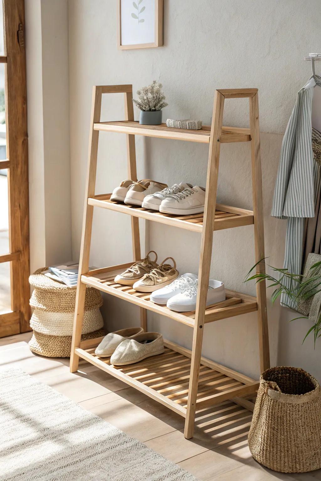 Elevate your space with this minimalist multi-tier shoe rack—where organization meets elegance.