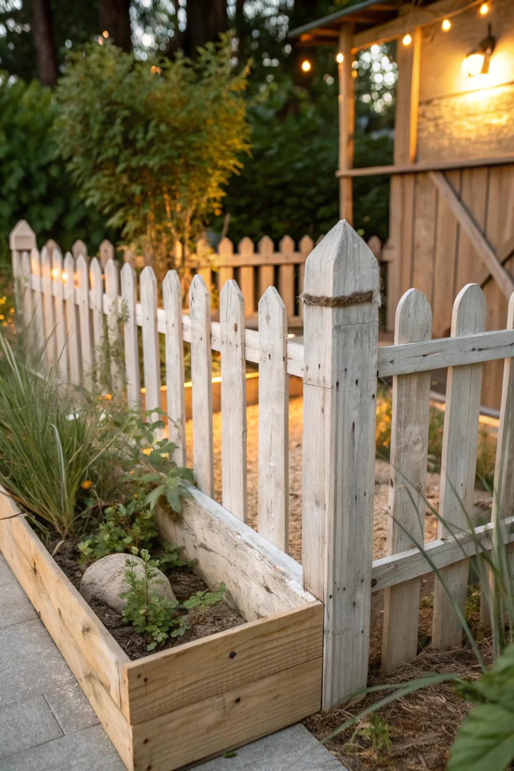 Embrace rustic charm with this vintage-style picket fence, perfectly defining your tortoise's cozy haven.