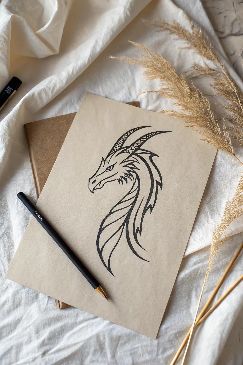 Elegance in Simplicity: Capturing the Dragon's Essence with Minimalist Lines.