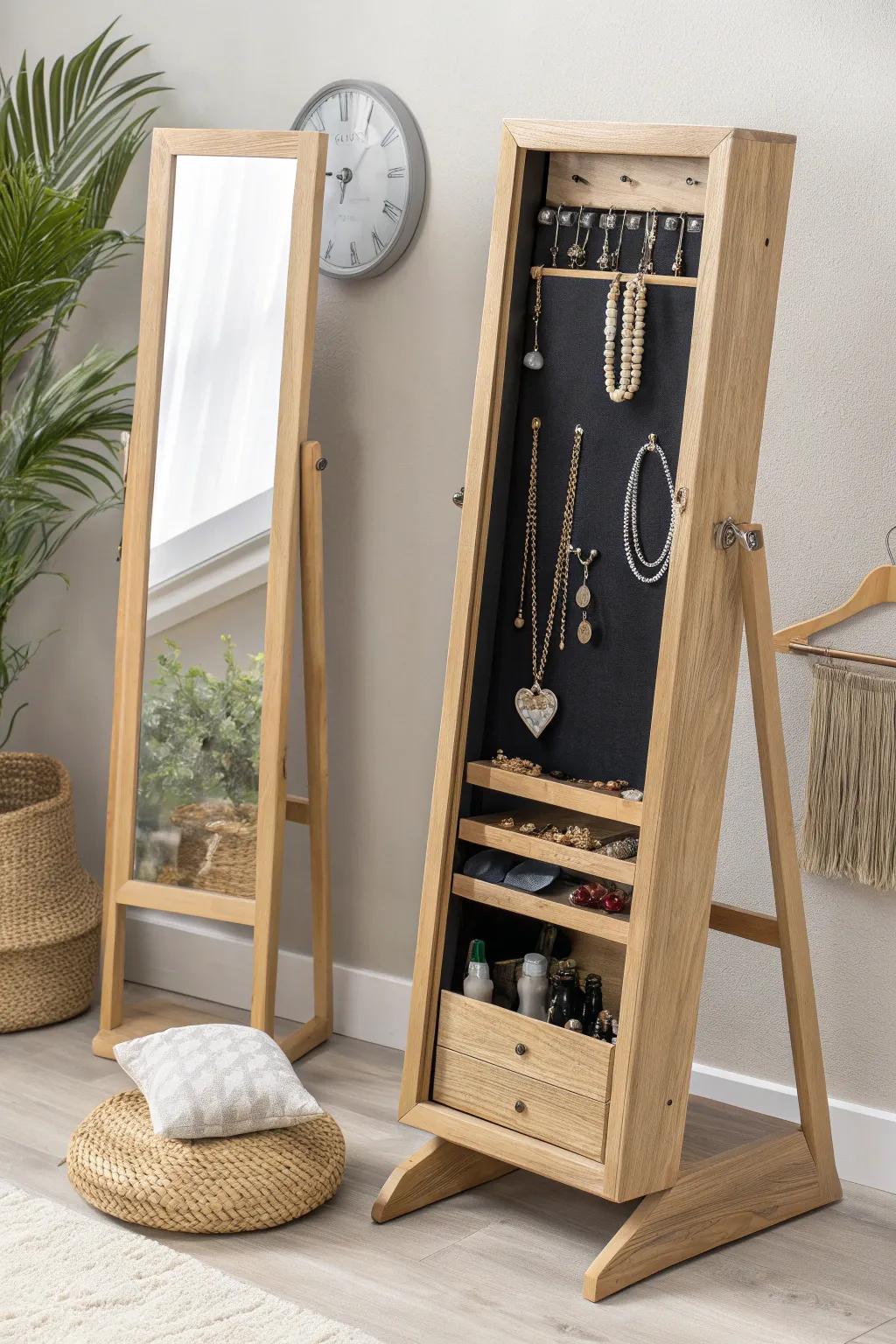 Discover elegance and organization with a mirror that does more than just reflect.