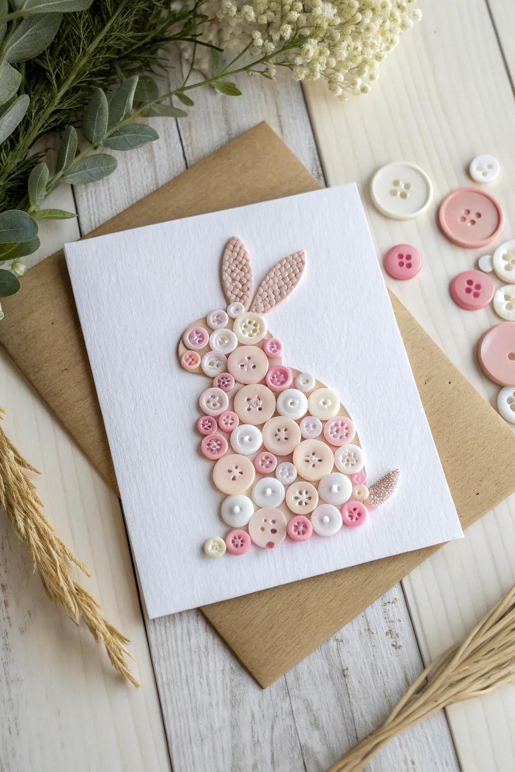 Craft a charming Easter card with a button bunny design – where simplicity meets creativity!
