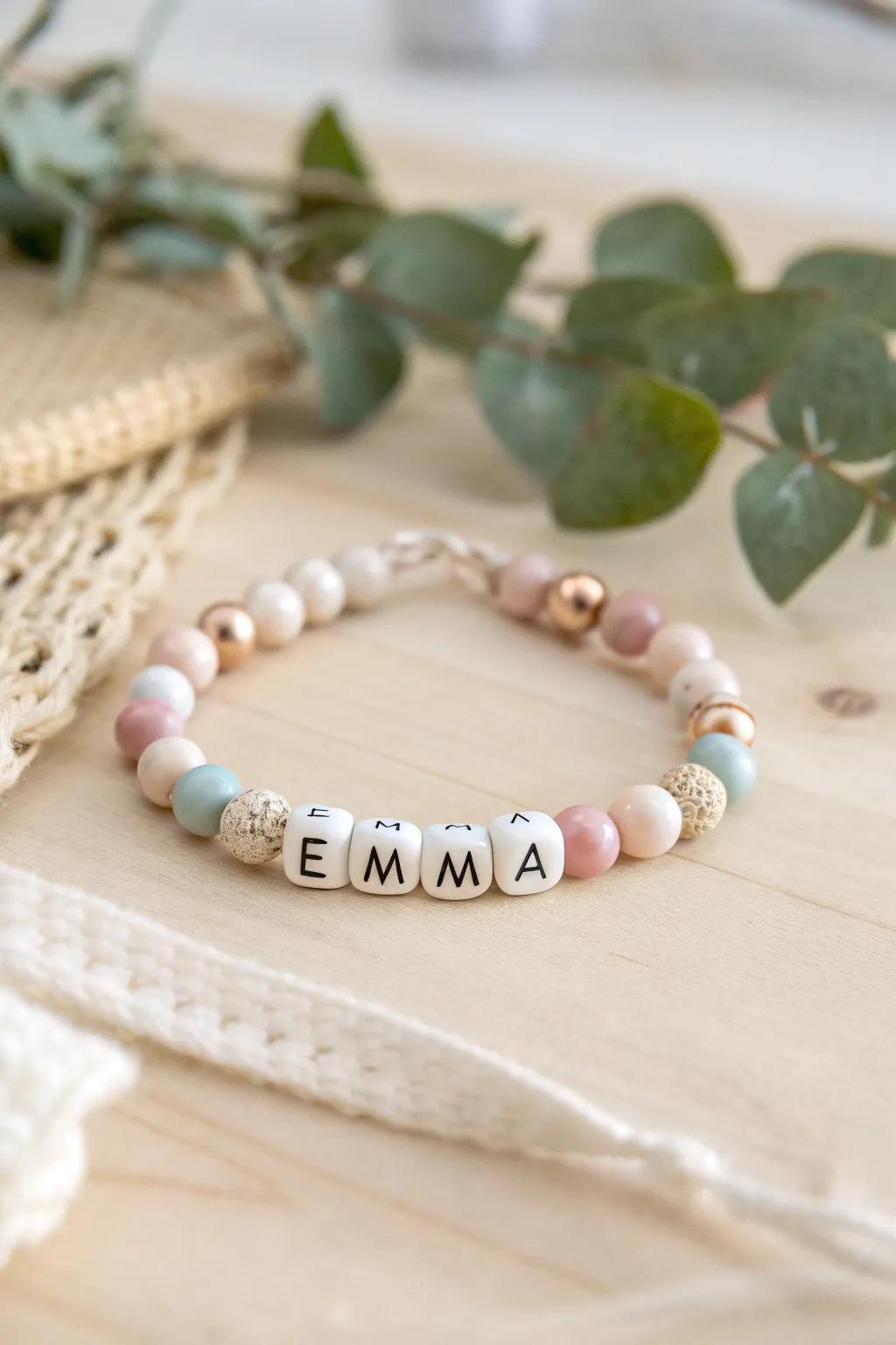 Add a personal touch to your Easter gifts with a custom clay bead bracelet. #HandcraftedElegance