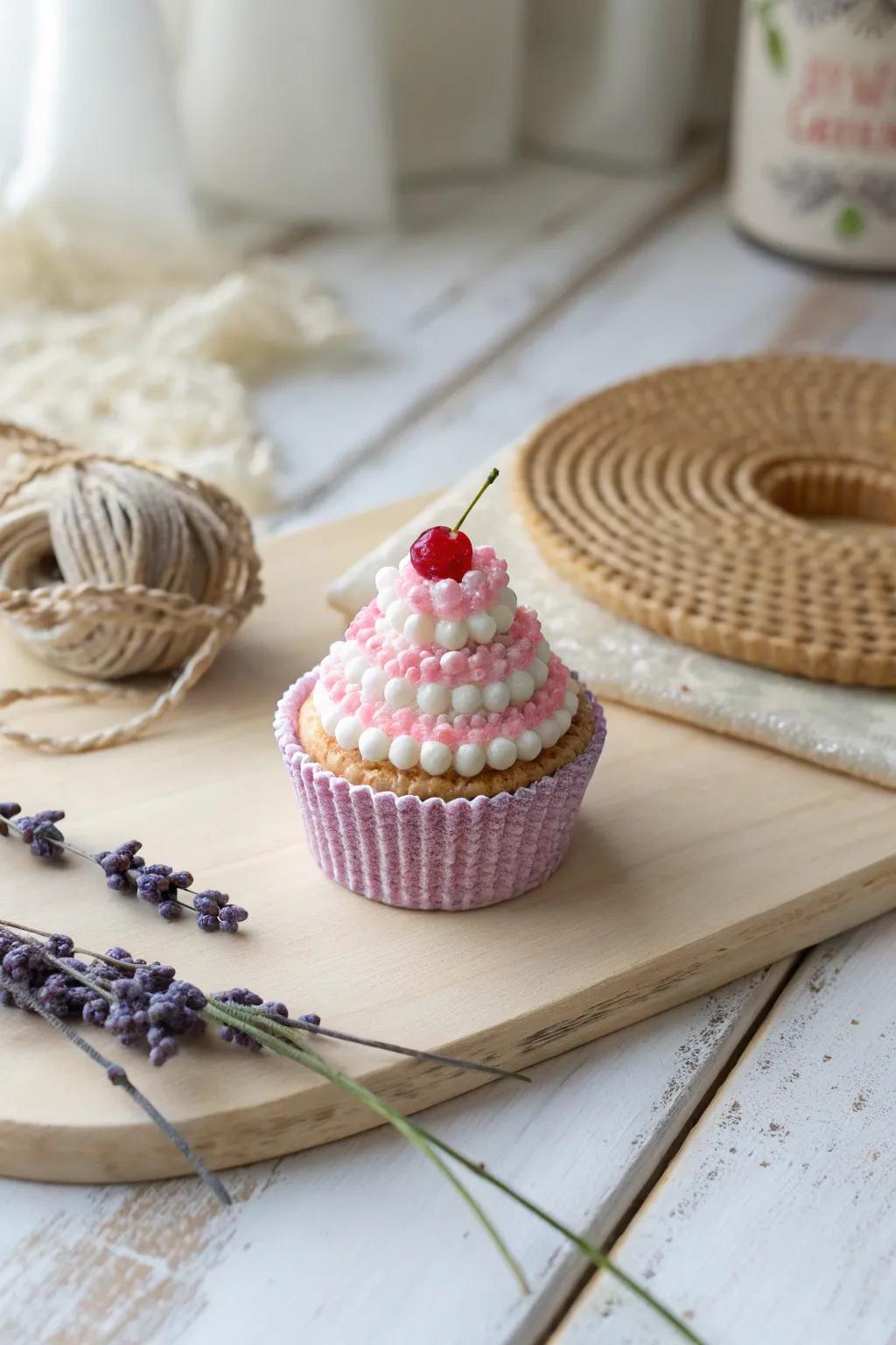 A sweet touch of craftsmanship: Mini perler bead cupcake perfection.