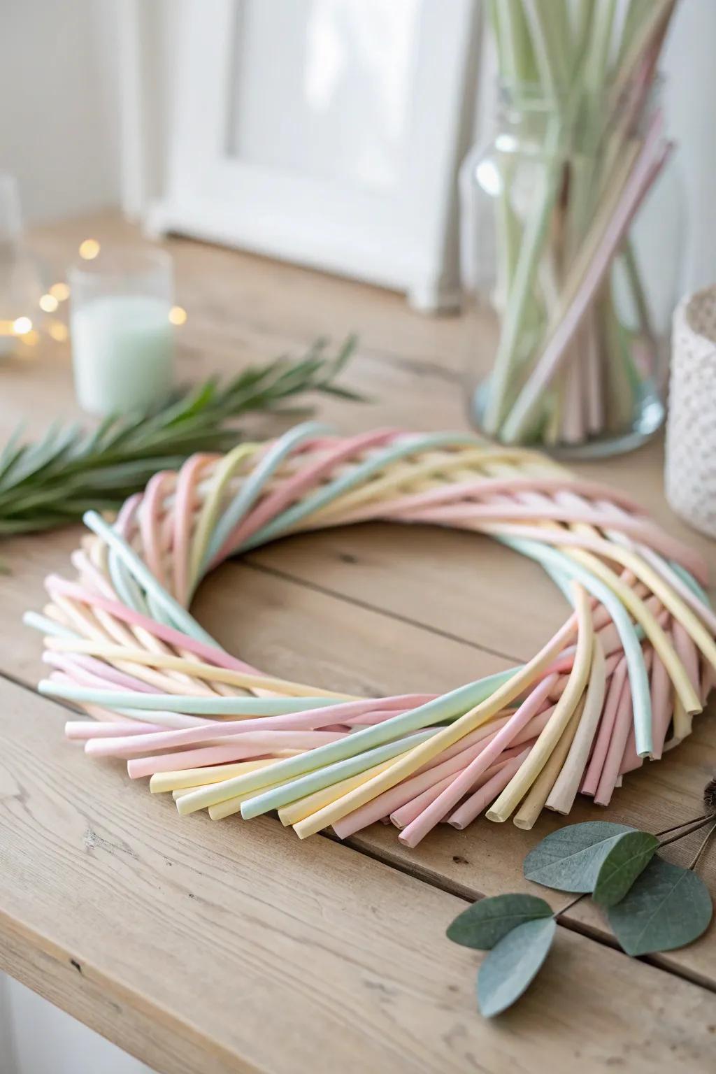 Crafting Joy: Simple and Colorful Paper Straw Wreaths for Kids