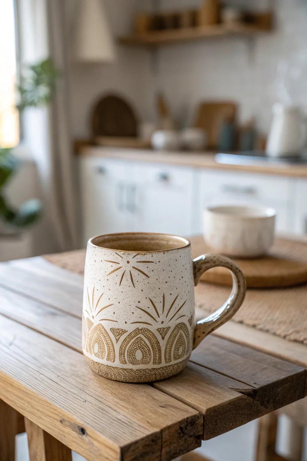 Start your day with a touch of handcrafted elegance. ☕️✨ #PersonalizedMugs #ScandiBoho