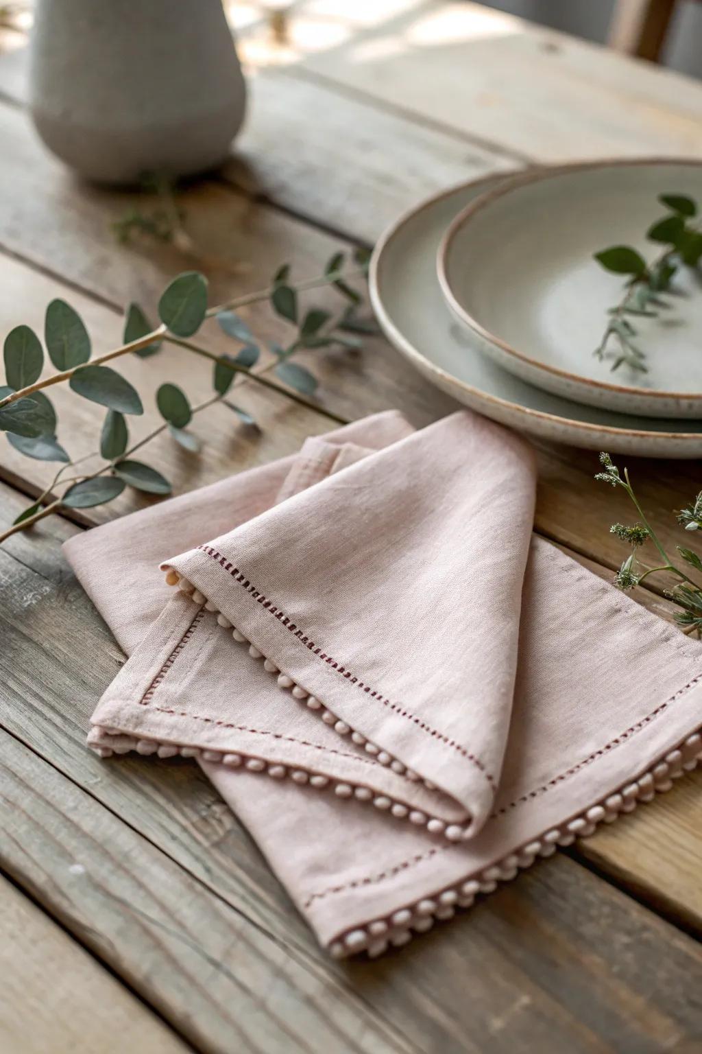 Elevate your dining with handcrafted elegance. 🌿 #ScandiBoho #DIYNapkins #Craftsmanship