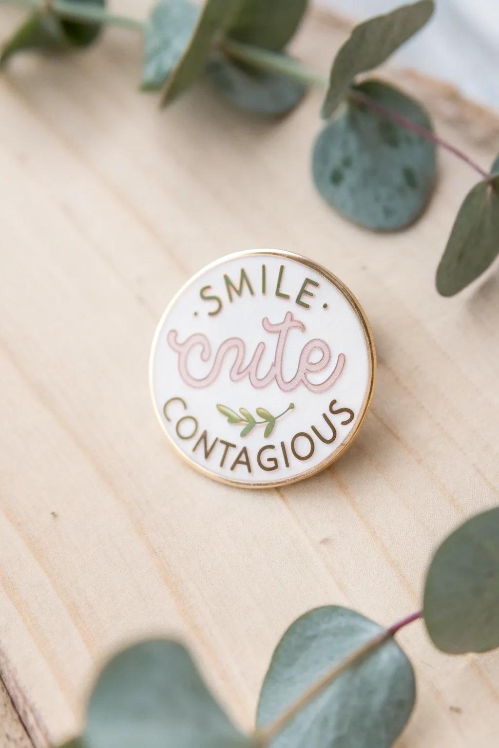 Add a dash of humor to your day with this charming enamel pin, perfect for minimalist decor lovers seeking a touch of whimsy. #QuirkyQuotes #MinimalistDesign