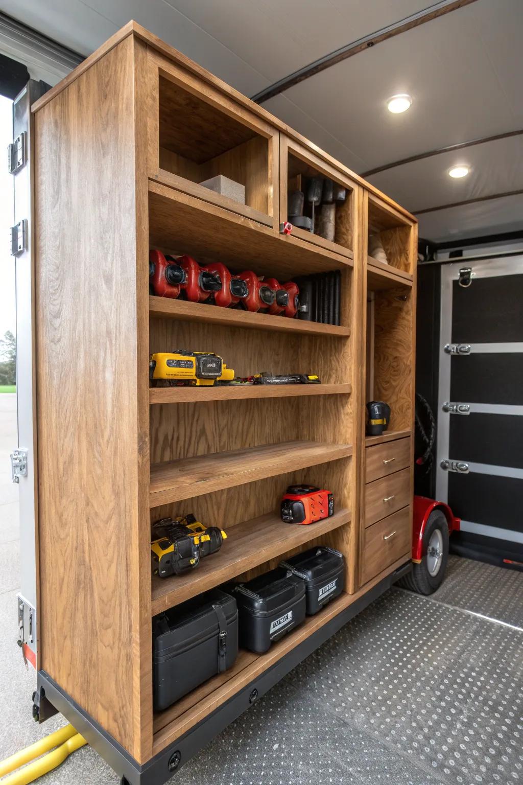 Maximize your space with custom V-nose shelving—where craftsmanship meets organization.
