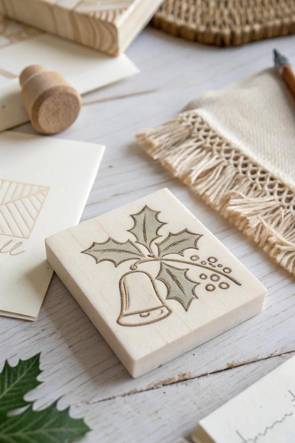Add a touch of handcrafted charm to your holiday greetings with these beautifully carved festive eraser stamps.