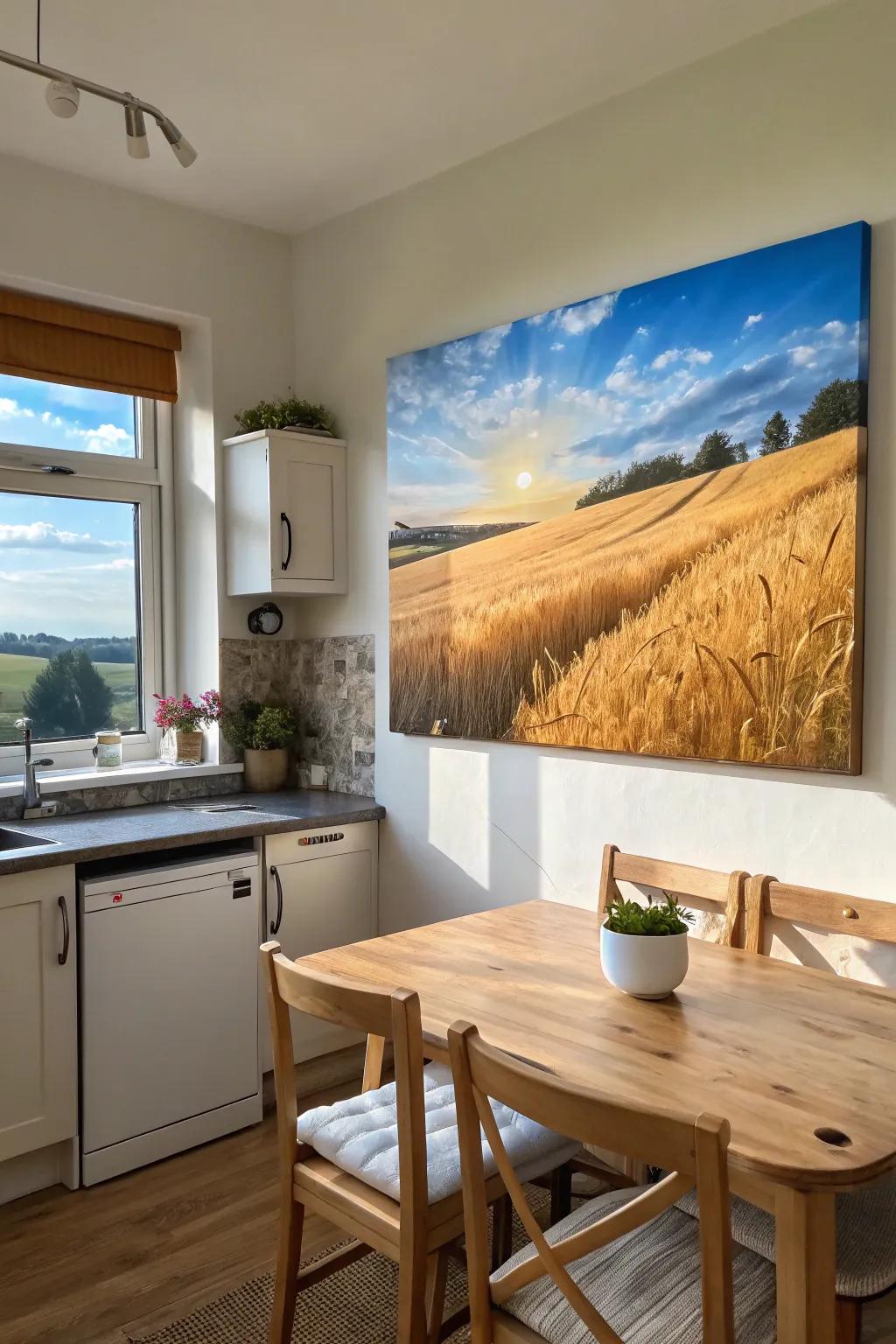 Golden wheat fields bring the richness of harvest indoors.