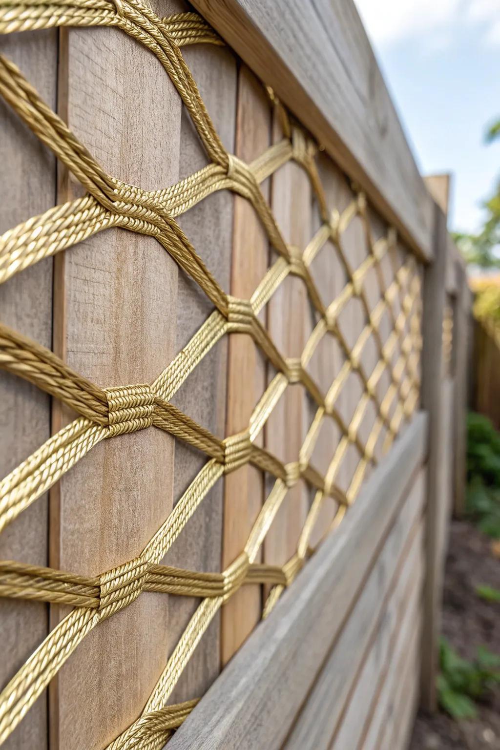 Add a touch of glam with metallic accents in your woven fence designs.