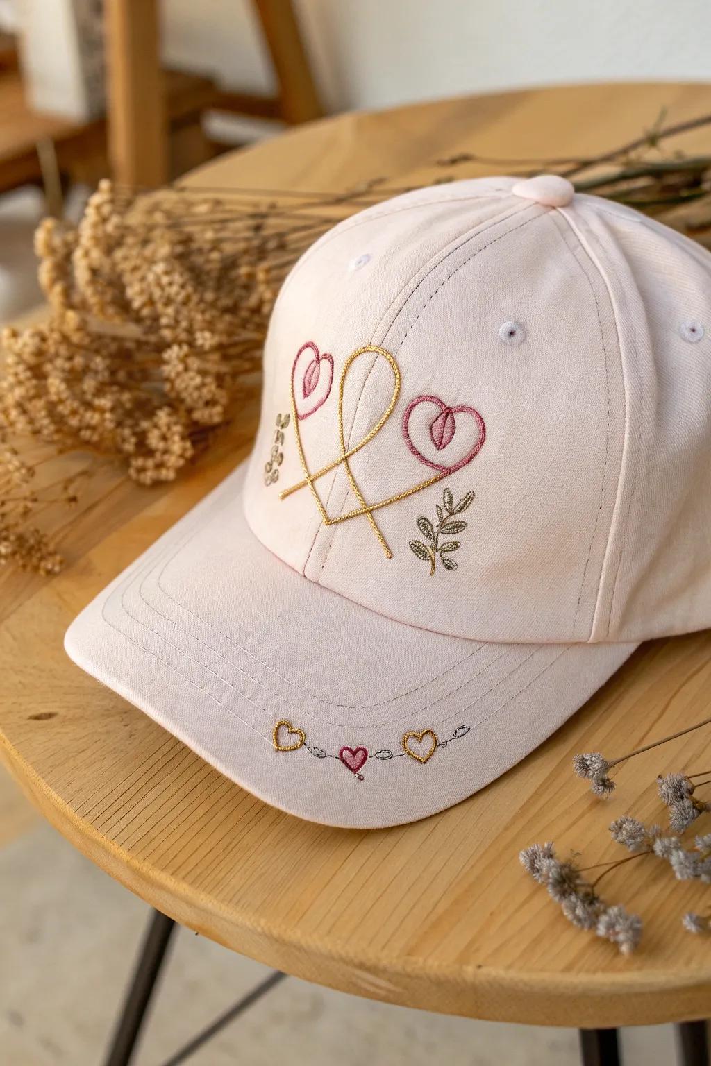 Celebrate love and friendship with beautifully embroidered hats that speak to the heart.