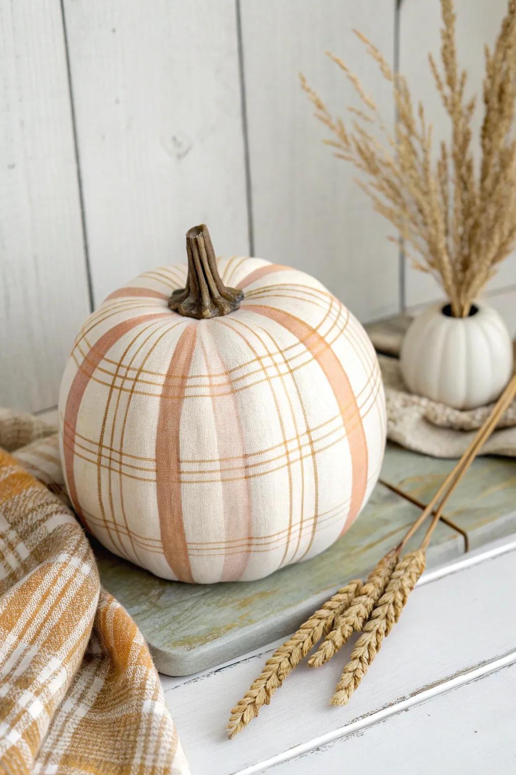 Plaid Perfection: Transform your fall decor with this chic plaid pumpkin design!