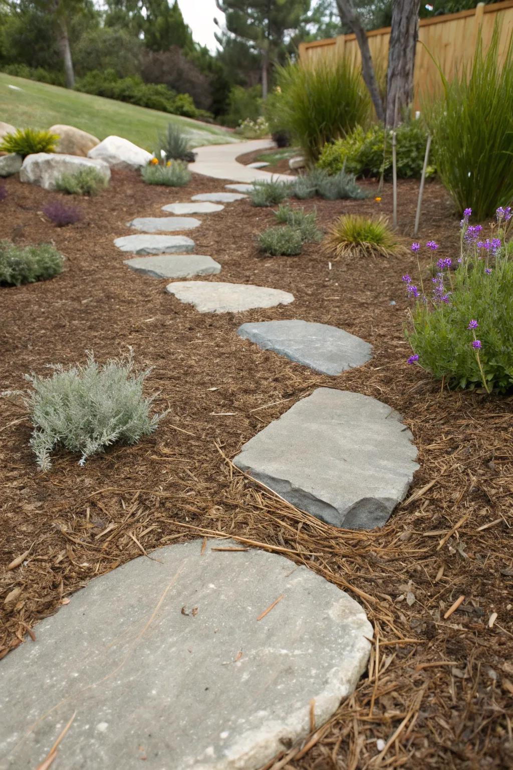 Step into serenity with this minimalist garden pathway, where nature's beauty leads the way.