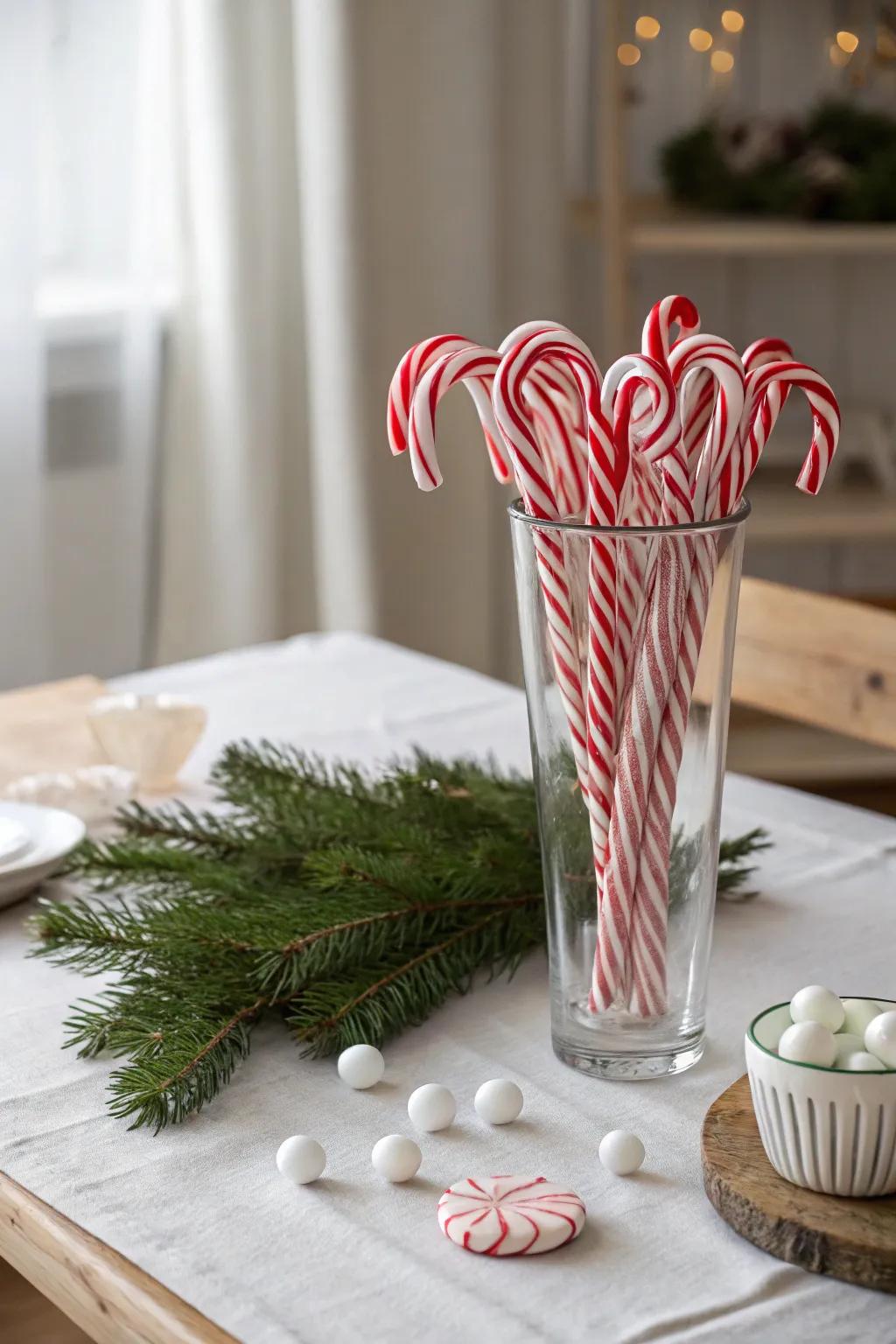 Sweeten your holiday table with this charming Candy Cane Centerpiece!