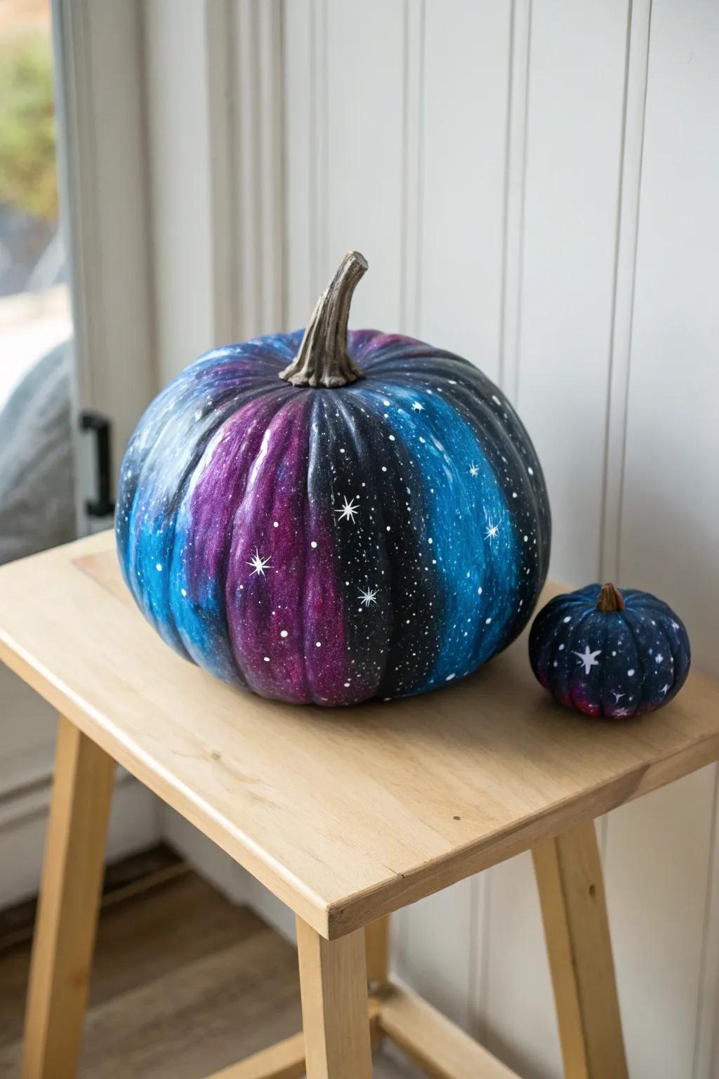 A cosmic twist on pumpkin art that's truly out of this world! 🌌🎃
